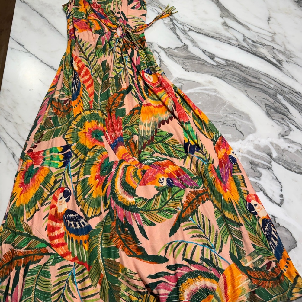 FARM Rio Tropical Parrot Maxi Dress in Pink, Green, Yellow, Orange, Blue - Picture 3 of 4